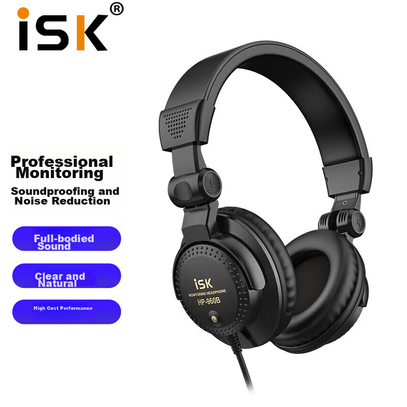 ISK HP-960B Professional Over-Ear Monitoring Headphones, Comfortable Full-Enclosed Cavity Design, Gaming Headset for Computer, Mobile Phone, Sound Card, Karaoke Recording And Gaming Music