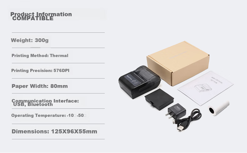 Youku 80MM Bluetooth Thermal Receipt Printer, Portable Rechargeable Cash Register for Restaurants, Supermarkets, Retail, Pharmacy, Delivery Notes And Takeout Receipts 9
