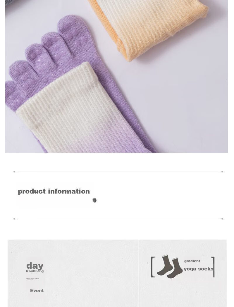 XUEXIMAN Gradient Yoga Socks for Women, Professional Non-Slip Mid-Calf Five-Toe Socks, Pilates Socks, Summer Aerobics Sports Socks 18