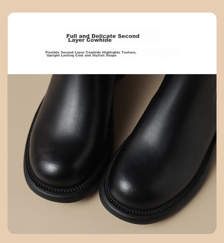 ZHR Women's Short Boots, Autumn And Winter Retro Genuine Leather Commuter Boots for Women, Comfortable Slip-On Chelsea Boots, EH18, Black, Size 37 6