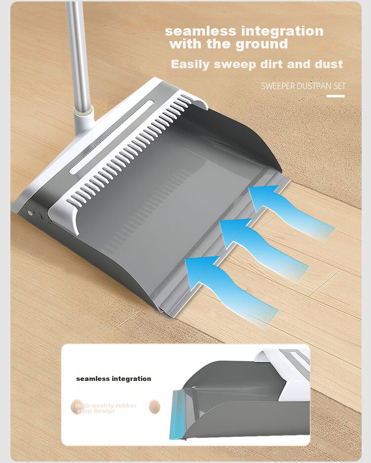 EAST Broom And Dustpan Set, Household Metal Broom And Dustpan Combo, Windproof Comb-Shaped Dustpa 4