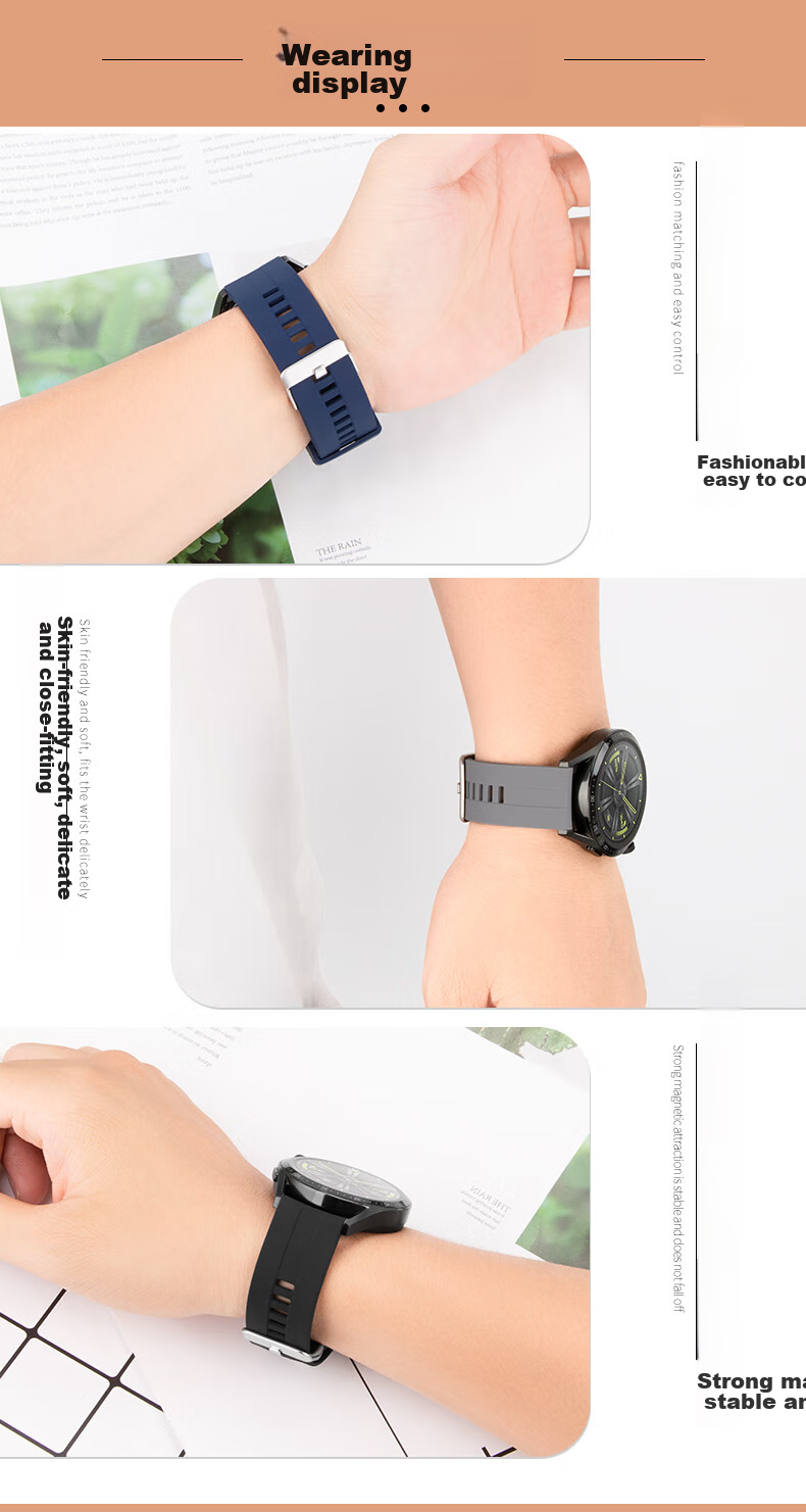 Xiaopijiang Compatible with Huawei Watch Bands GT7pro/GT6/GT5/4/3, Sports Silicone Watch Band for Huawei Watch 6pro/Watch5/4pro/Honor/Xiaomi Watch 8