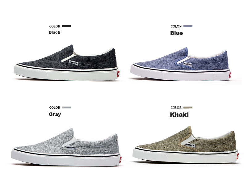 Warrior Canvas Shoes for Men, Comfortable Slip-On Loafers, Traditional Beijing Cloth Shoes, Casual Footwear A066 Gray 41 6