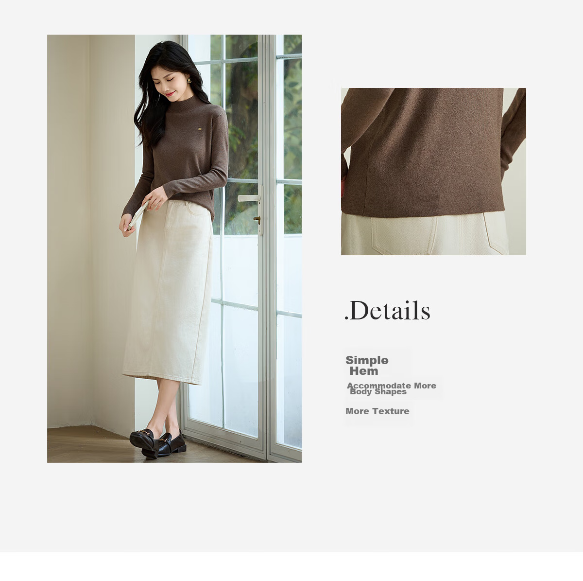 Taxiang Women's Semi-Turtleneck Knit Sweater, Autumn And Winter Inner Layering Solid Color Slim-Fit Pullover Sweater T143Z3040 15