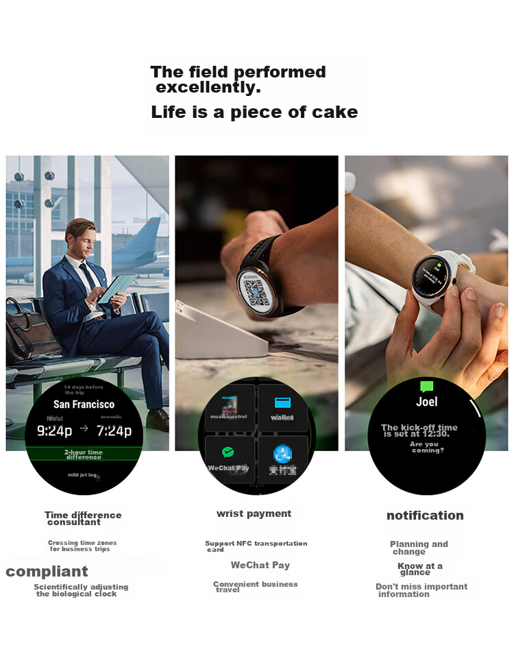 GARMIN Approach S70 Midnight Black Golf Heart Rate Running Outdoor Sports Smartwatch Birthday Gift 14