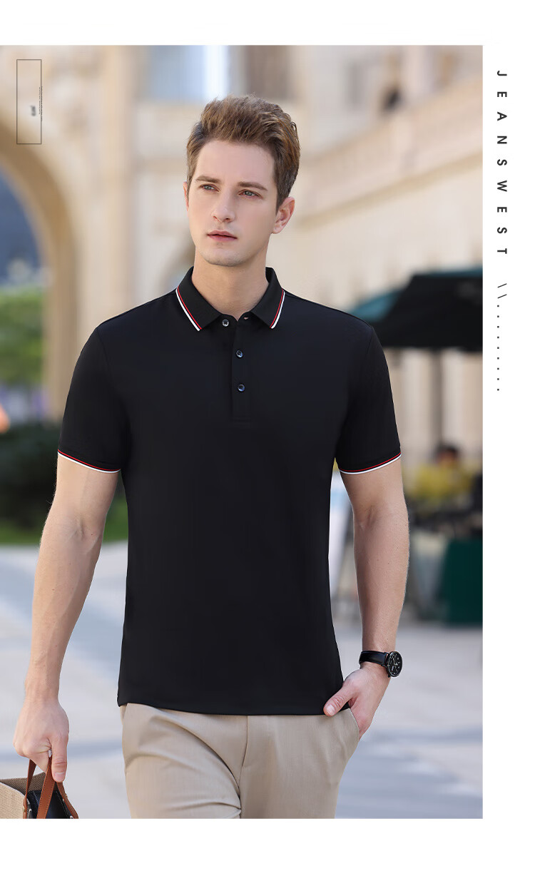 Jeanswest Men's Short Sleeve Polo Shirt 2026 Summer Mint Cooling Casual T-Shirt Base Layer Dark Gray 2XL 19