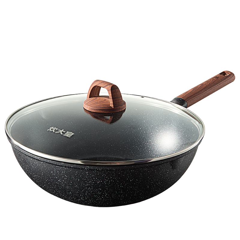 COOKER KING Non-Stick Wok, Easy to Clean, Lightweight, Maifanshi Color, Flat Bottom Frying Pan, 32cm, Compatible with Induction Cooker, GJ32CGH