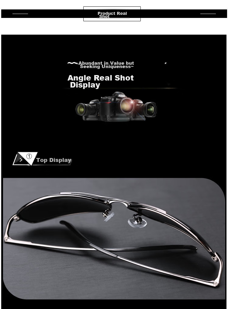 VEGOOS Polarized Men's Metal Square Frame Sunglasses Trendy Cool UV Protection Driving Shades 1318 8
