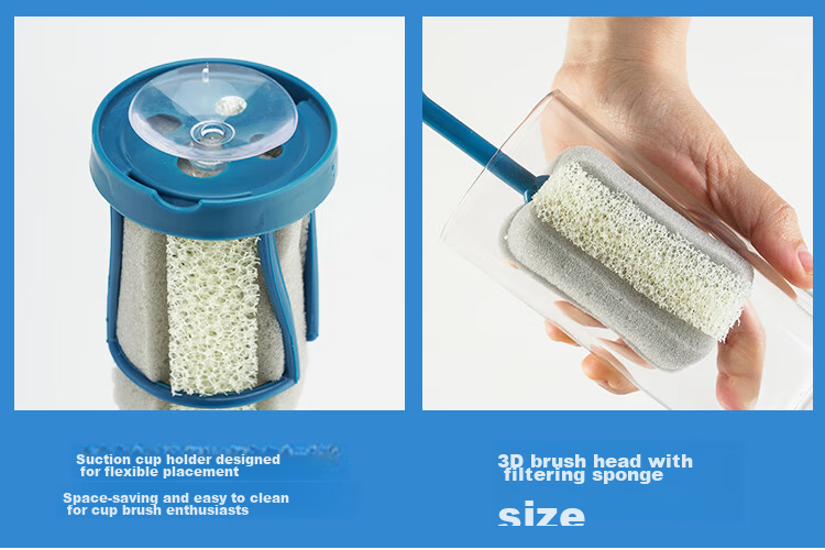 LOCK&LOCK Long Handle Sponge Cup Brush Set with Straw Brush - Household Magic Cleaning Kit 5
