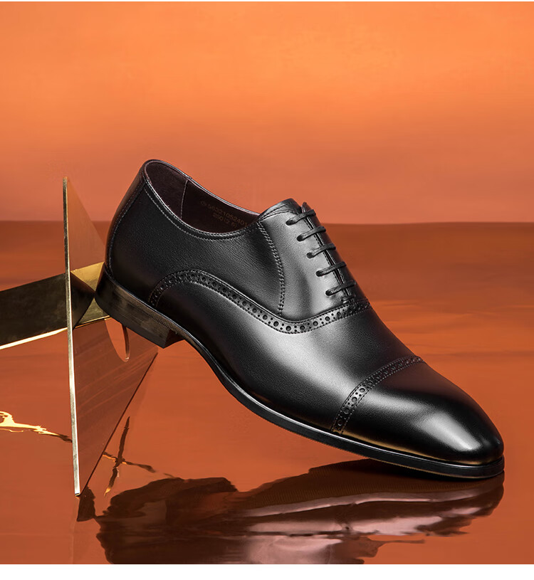 Goldlion Men's Shoes, Fashionable Formal Wear, Stylish And Simple Leather Shoes, Comfortable And Durable Oxford Shoes, 56321052401A, Black, Size 37 14