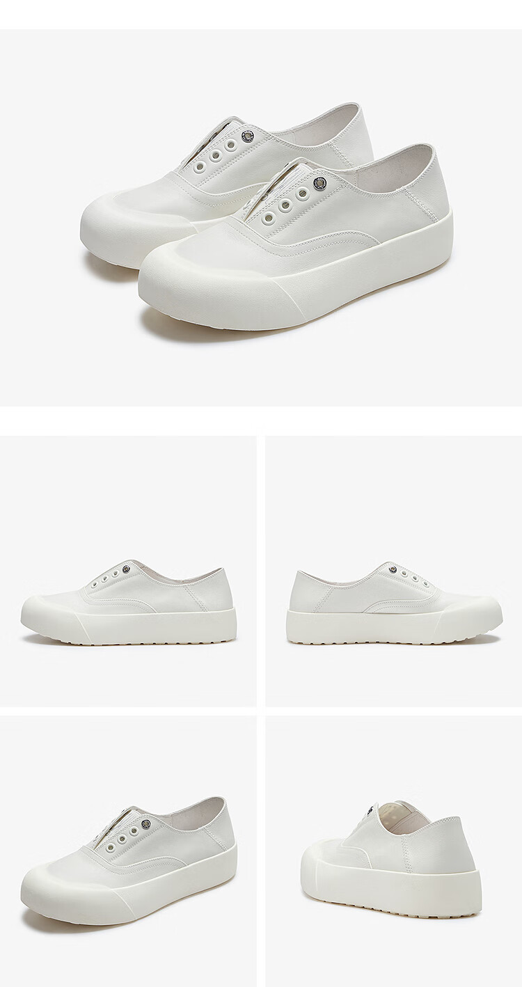 Le Saunda Shen Mengchen Same Style White Sneakers Slip-On Casual Shoes for Women with Premium Feel 39301 Off-White OWL Size 35 9