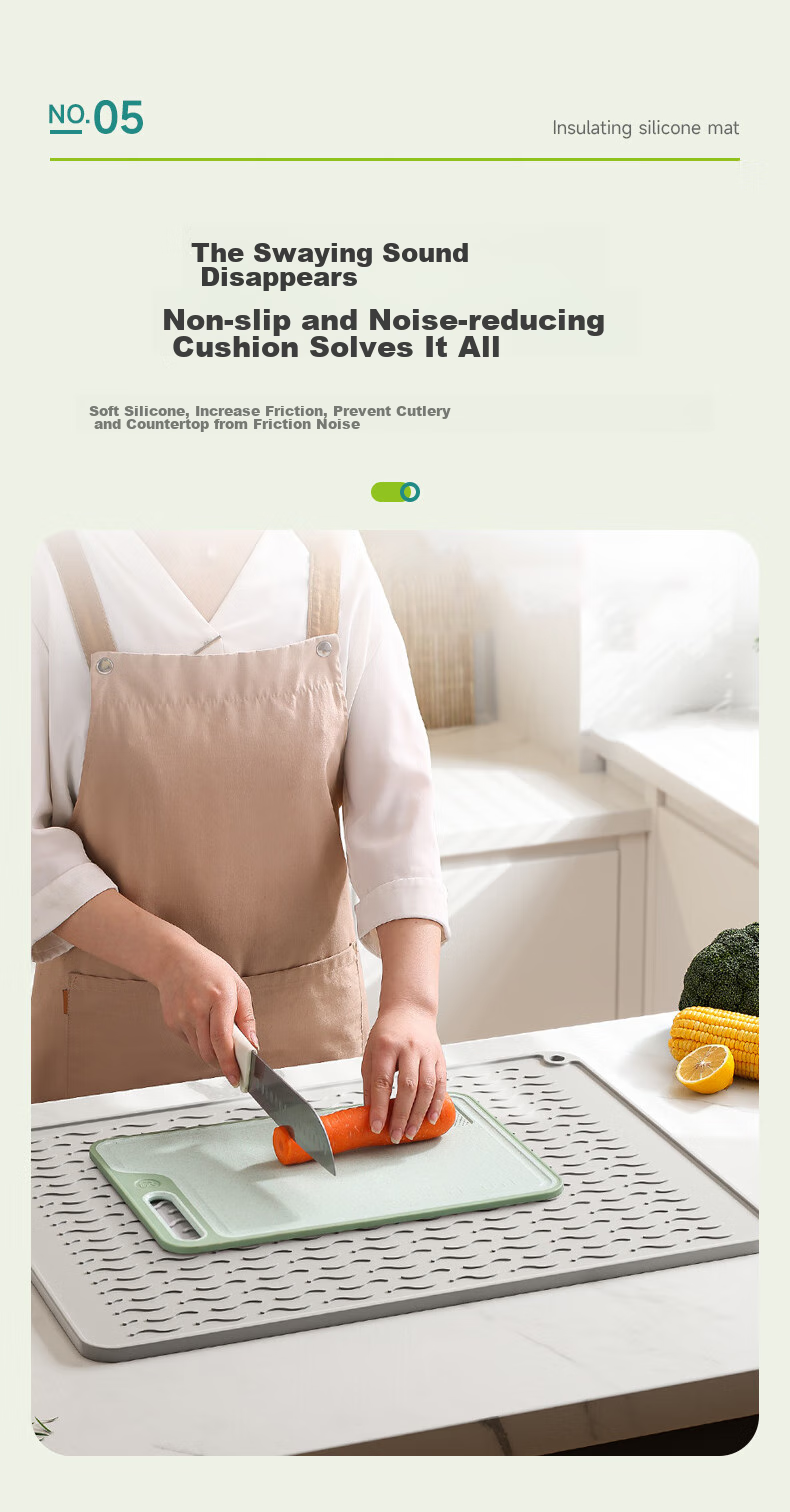 AOmeiyou Heat-Resistant Mat, Draining Pad, Kitchen Silicone Mat, Countertop Pad, Cutting Board Non-Slip Mat, High-Temperature Resistant Anti-Scalding Mat, Placemat 7