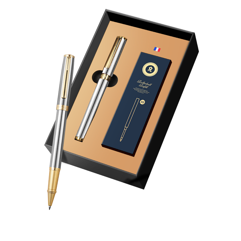 MONTAGUT [Mid-Autumn Festival Gift] Signature Pen Business Ballpoint Pen Gift Box Black Replacement Refill 1 Pen 2 Refills Lijuyu Series Full Steel Color 0.5mm