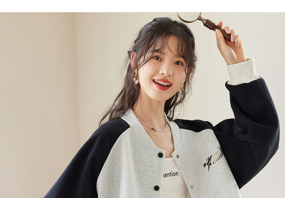 Halo Queen Women's Sweatshirt Jacket, Spring And Autumn Letter Baseball Shirt, Fashionable Casual Sports Top, New Product H143U2001 67