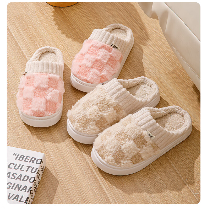 Taxiang Cotton Slippers for Women, Winter Indoor Warm Fleece-Lined Couple's Cotton Slippers for Men TR110 21