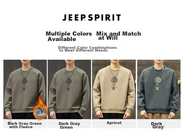 JEEP SPIRIT Men's Sweatshirt, Autumn Jacket for Men, Long-Sleeve T-Shirt, Loose Casual Trendy Clothing 10