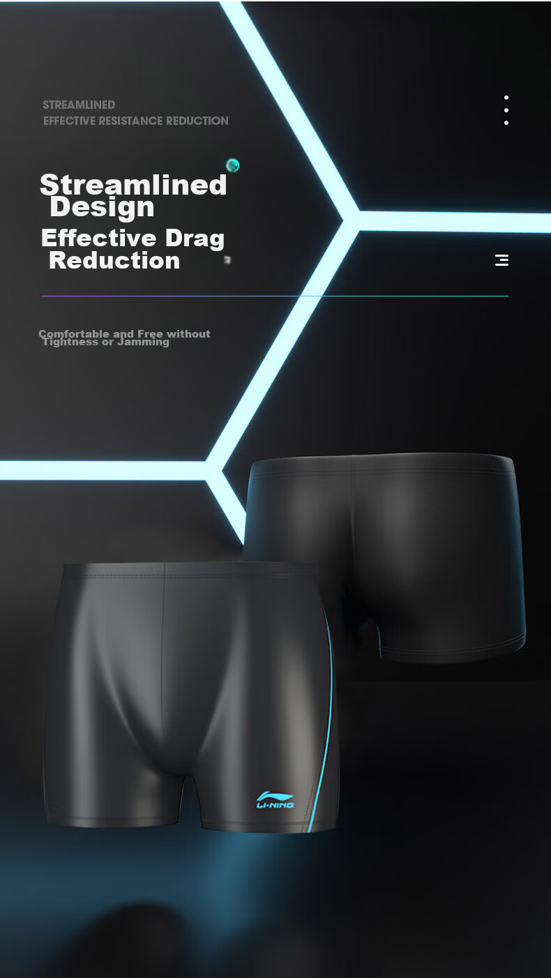 Li-Ning Men's Professional Chlorine-Resistant Swim Trunks, Quick-Drying, Anti-Embarrassment, Chlorine-Resistant Swim Shorts, Form-Fitting Hot Spring Resort Swimwear 2