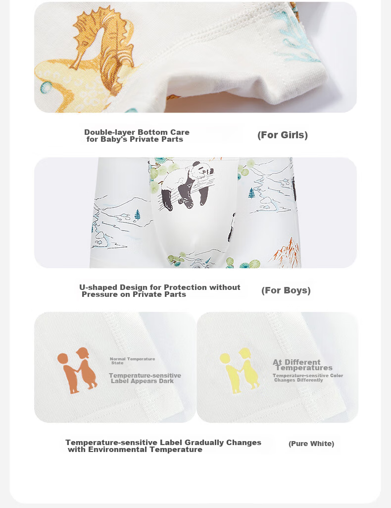 Ibaby Children's Underwear, Boys And Girls Boxer Briefs, Baby Infant Underpants, 2-Pack, Guobao Panda, Size 120 11