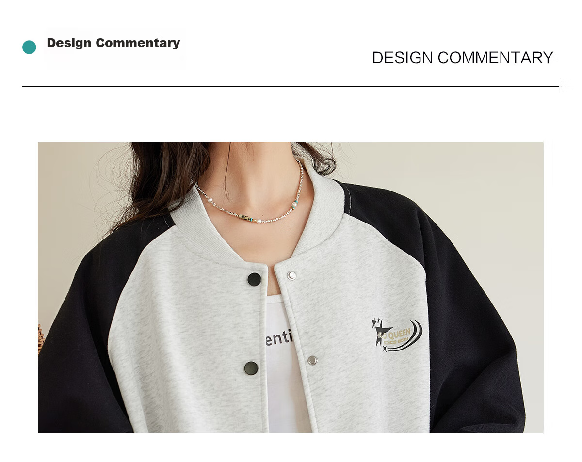 Halo Queen Women's Sweatshirt Jacket, Spring And Autumn Letter Baseball Shirt, Fashionable Casual Sports Top, New Product H143U2001 17