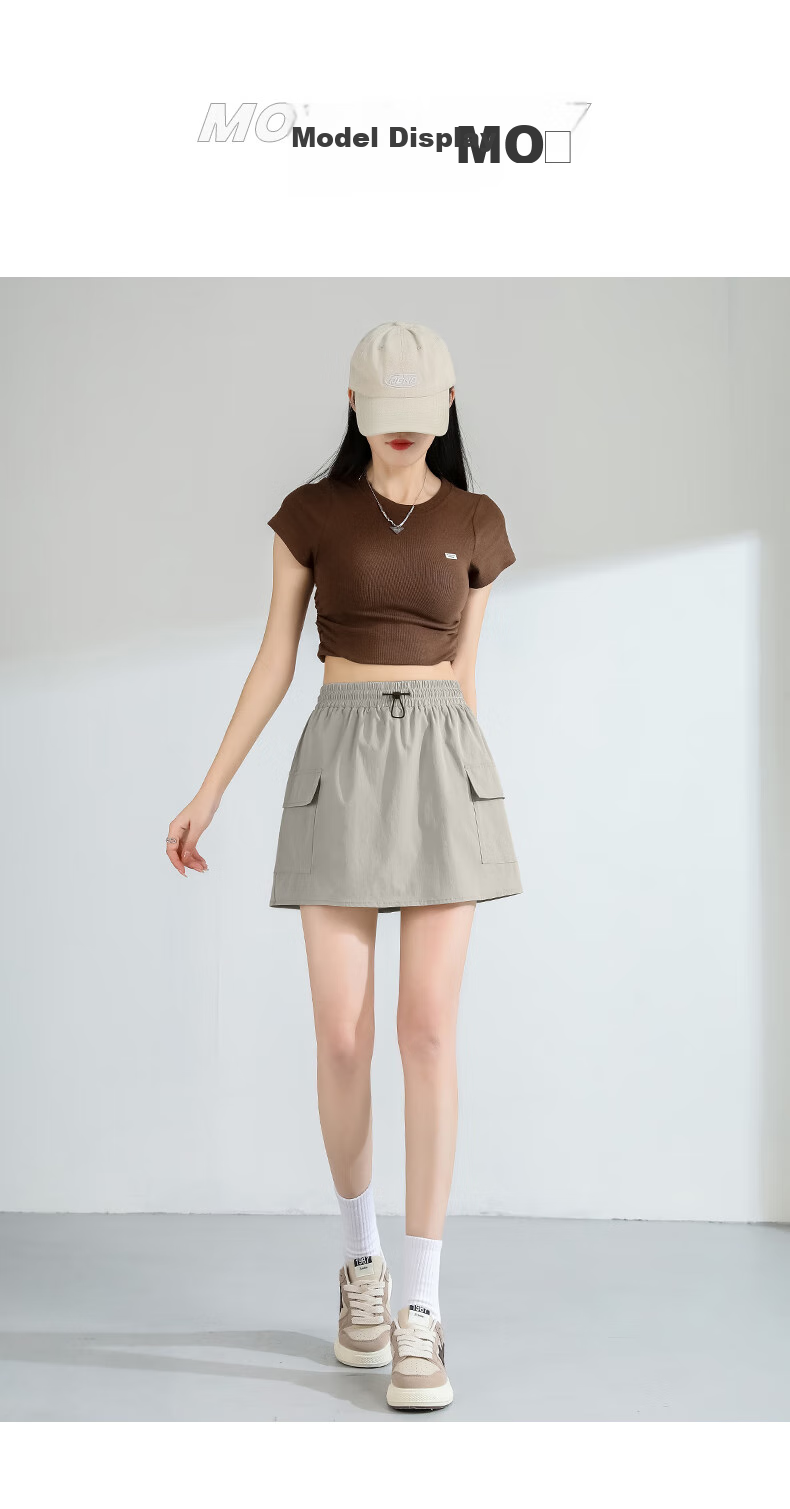 Baleno High-Waisted Cargo Skirt for Women with Lining, New Summer 2026 Fashion Outdoor Forest Style A-Line Short Skirt 8