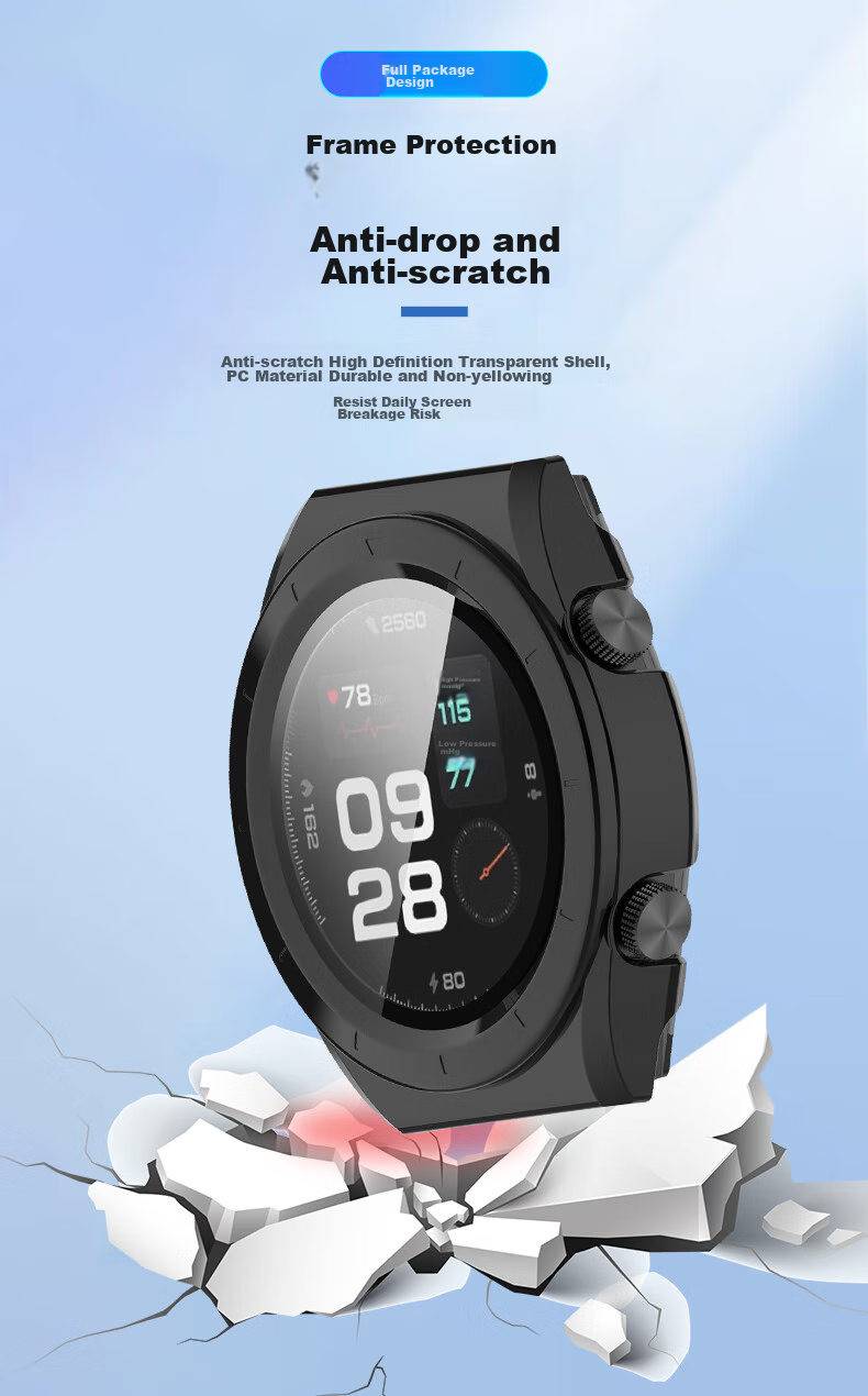 KMaxAI Full Protection Case for Xiaomi Blood Pressure Watch H1, Integrated Screen Protector And Protective Cover, Anti-Scratch Anti-Fingerprint Shockproof Hard Shell + Tempered Glass Film, Black 4