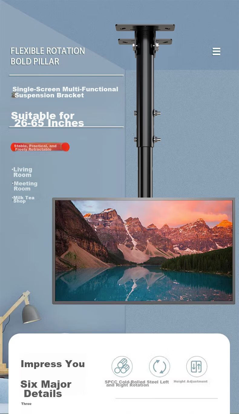 Beishi TV Mount (32-65 Inches), TV Ceiling Mount, 360° Rotation, Extendable Ceiling Bracket, TV Stand, Universal Mount for Multiple Brands 1