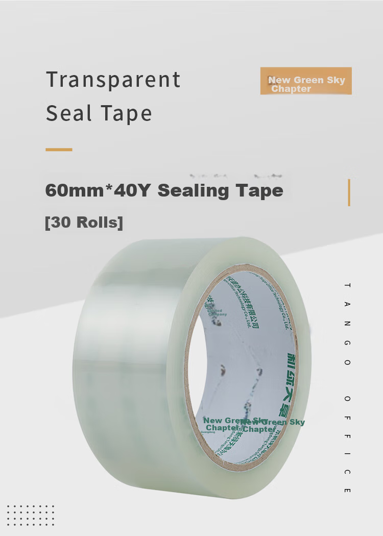 TANGO Transparent Tape, 60mm*40y*30 Rolls/box, High Transparency And Adhesion Wide Tape, for Moving, Packing, Sealing Boxes, Office, Logistics, Express Delivery, Factory, Workshop, 30 Rolls Per Box 2
