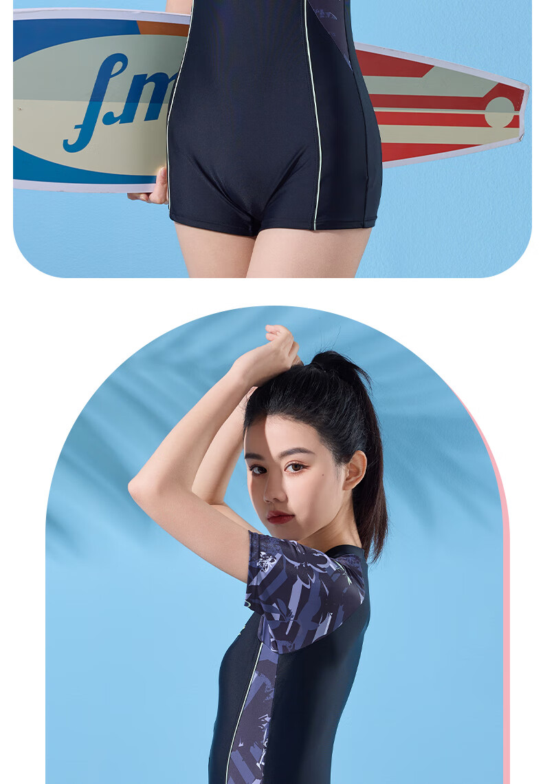 LI-NING Women's Professional One-Piece Conservative Square-Leg Swimsuit Slimming Waist Casual Training Spa Swimwear 106 Black XL 2