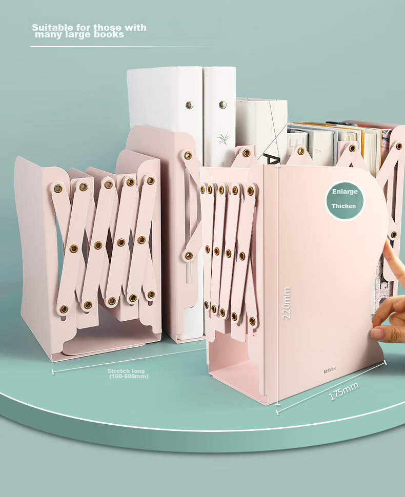 M&G 50cm Extendable Desktop Bookend, Simple Metal Storage Shelf for Desk, Large Bookend, Cherry Blossom Pink ABS917C537 7