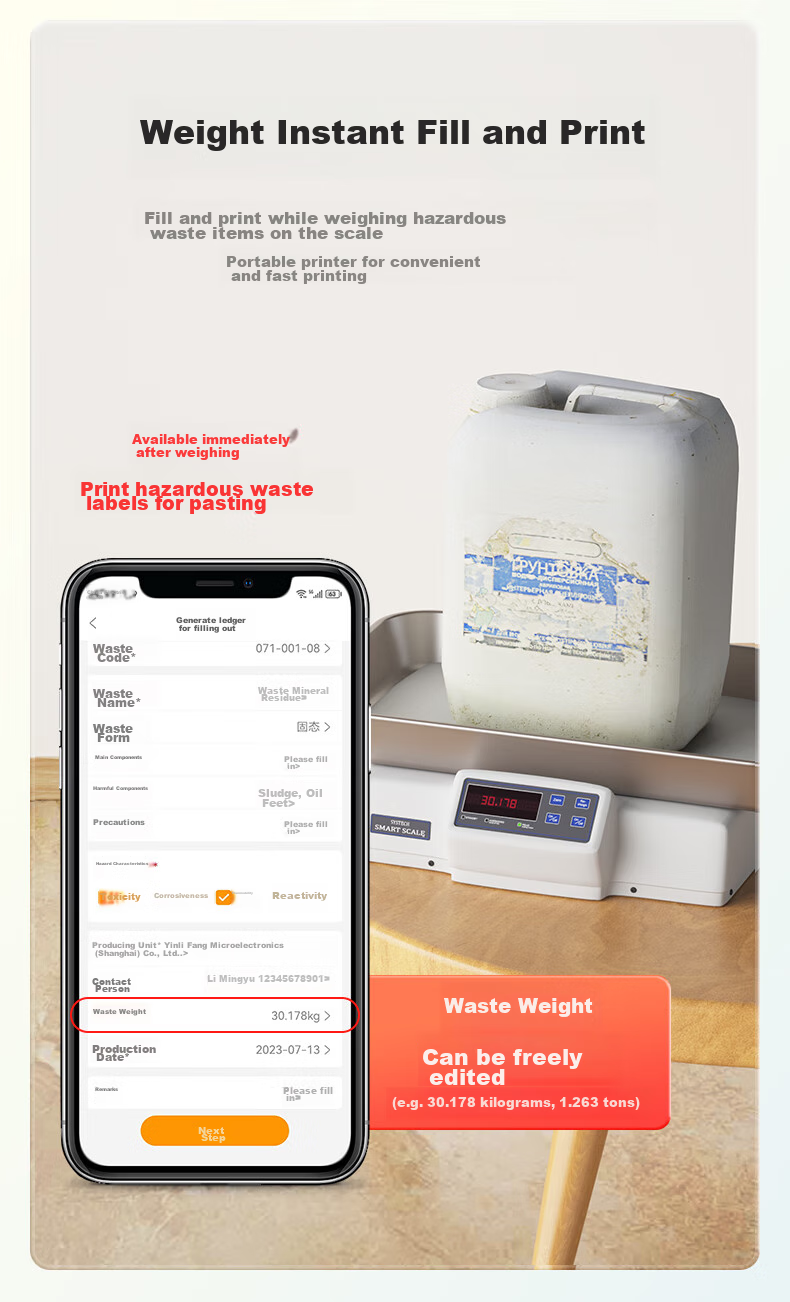 Detong DP12369 Hazardous Waste Label Printer, Waste Management Environmental Protection Hazardous Waste QR Code Thermal Handheld Smart Label Machine, Machine + 3 Rolls of Icon Labels + Software 5