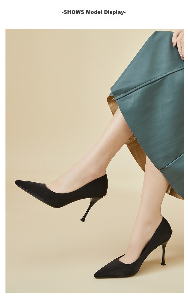 DAPHNE Women's High Heels, Black Pointed Toe Stilettos, Elegant Pumps, Professional Work Shoes, Height-Increasing Shallow Mouth Women's Shoes 4622101063 Black 36 6