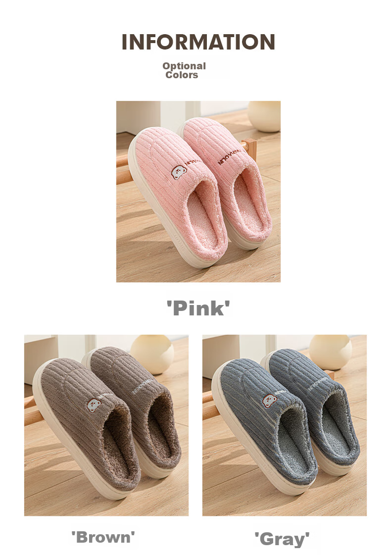 YUZHAOLIN Cotton Slippers Unisex Winter Indoor Thick Sole Soft Warm Postpartum Cotton Shoes YG307 5