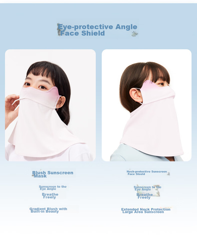 BWNK Sun Protection Face Mask for Women, Outdoor Cycling Mask, Ice Silk Breathable Ear-Loop Face Covering, Face Shield, Sun Protection, Eye Corner Guard, Thin Face Mask 7