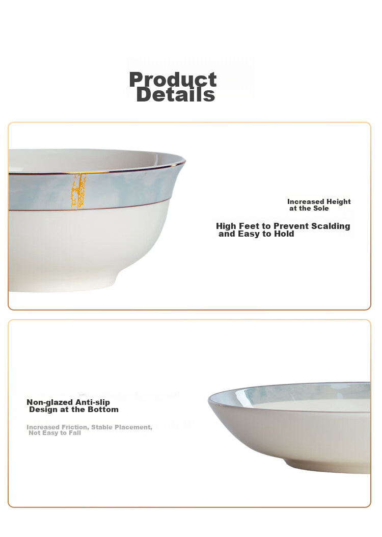 JD Original Bowl And Plate Tableware Set, Ceramic Dinnerware Gift Box for Housewarming, Yilan Youmeng 48-Piece 13