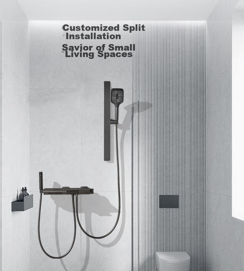 HUIDA Constant Temperature Shower Head Set with Brass Body, Home Bathroom Pressure-Increasing Shower Head Complete Set H-DW699 6