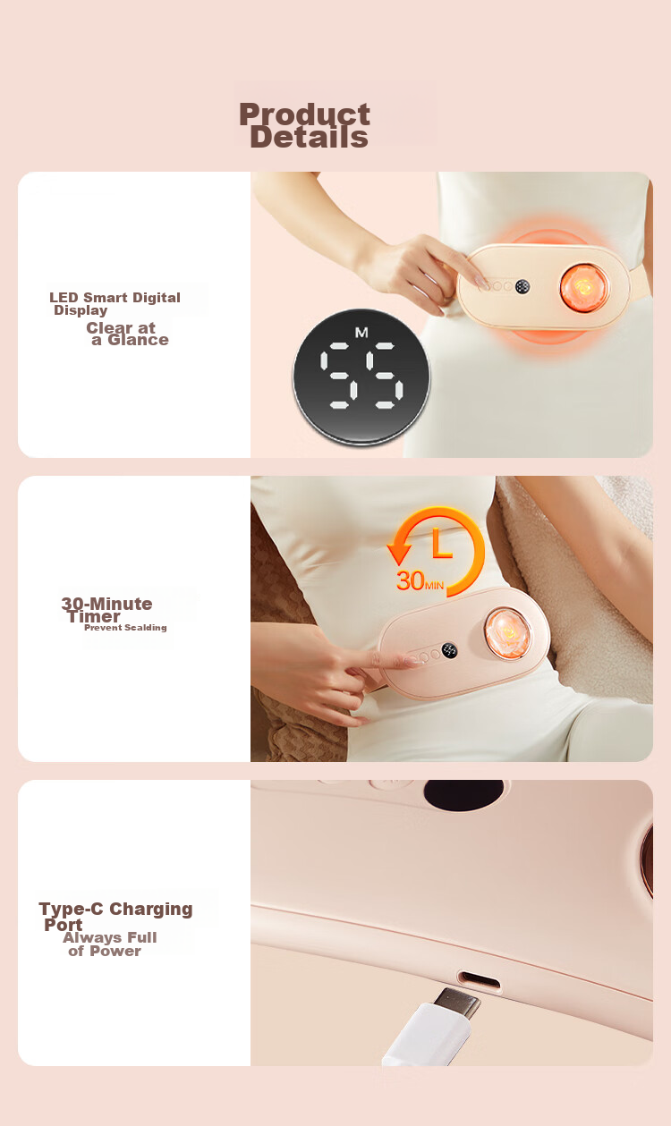 JD Original [Gift Box] Eternal Flower Waist Massager, Uterus-Warming Belt, Menstrual Aid, Period Pain Relief, Hot Compress, Back Massage Device, Gift for Boyfriend Or Girlfriend 14
