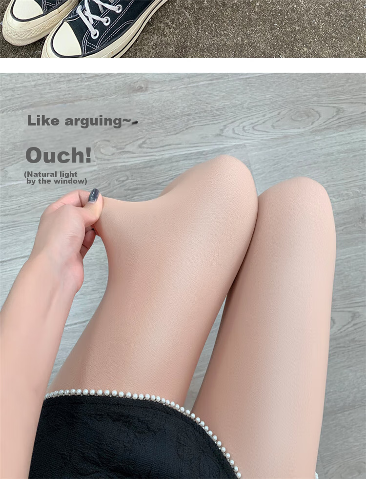 LangSha Leggings for Women, Double-Layered Autumn And Winter Fleece-Lined Seamless Nude-Colored Pantyhose, Skin Color Tights 9