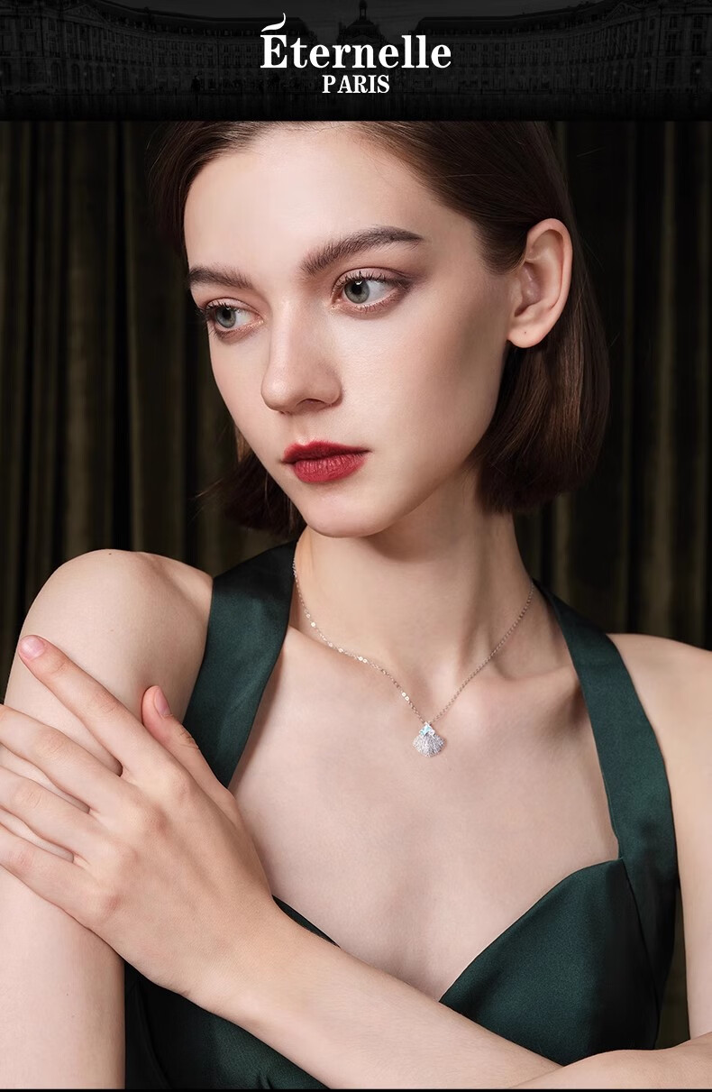 Eternelle French Eternal Original Design Shell Necklace, Luxurious Niche Exquisite Collarbone Chain Birthday Gift, Silver 1