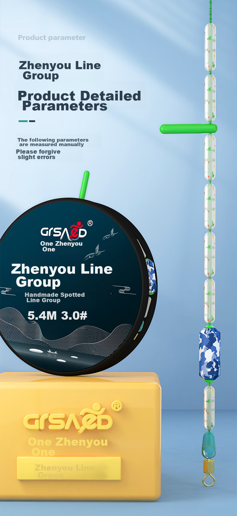 Grased (Grsaed) Fishing Line Competition Main Line, Spotted Line Set, Pre-Tied Fishing Line Set for Platform Fishing, Fishing Tackle, Angling Supplies, 4.5 Meters, 1.0#, *3 Rolls 8