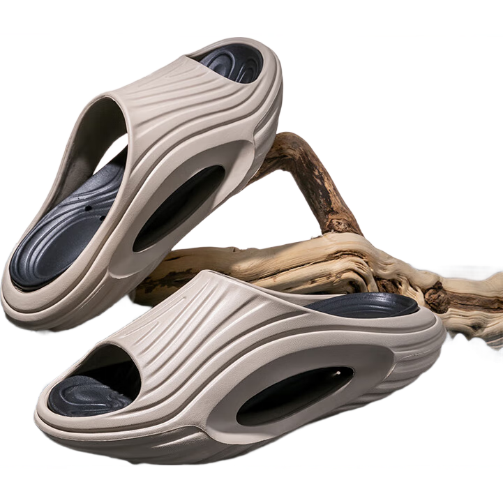 Daxixiansen Cloud Slippers, Men's Sandals with Stepping-On Feel, Sports Fashion Beach Thick-Soled Outdoor Slippers for Men, Khaki Size 44-45