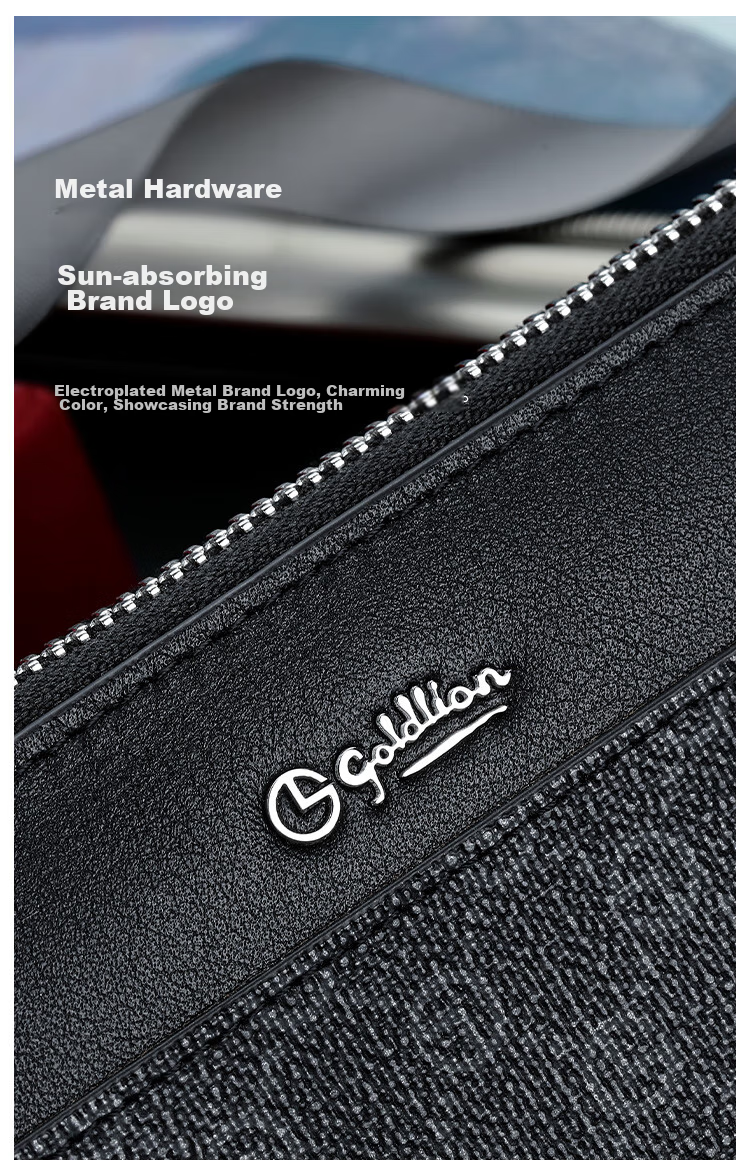 Goldlion Men's Clutch, PVC Handbag Gift Box, Stylish Multifunctional Wallet for Men, Birthday Gift 7
