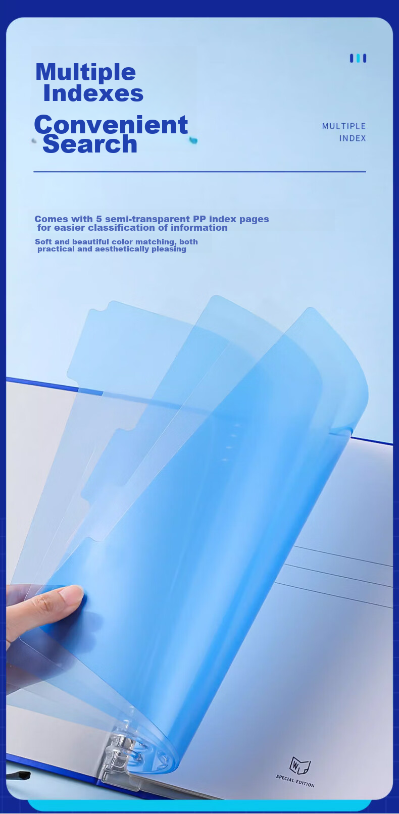 KINGJIM B5 Buckle Ring Klein Blue WJ Series Large Capacity Loose-Leaf Notebook 476TTE-GSBN02 KINGJIM Blue 8