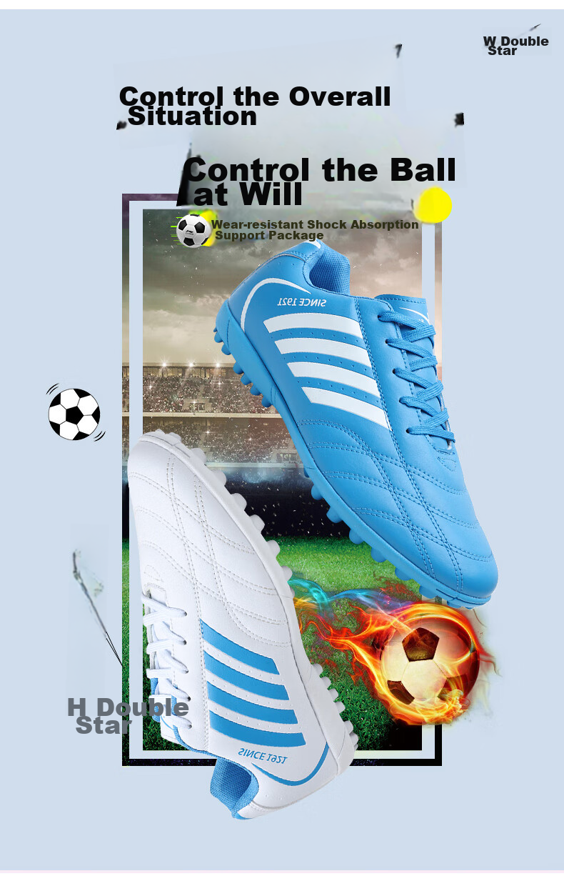 Shuangxingbate Soccer Shoes with TF Turf Studs, Short Studs for Men, Women, Adults, Teenagers, Students, Leather Upper, Football Training And Match Shoes for Artificial Turf 2
