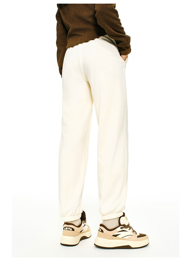 ANTA Snow Owl Fleece-Lined Knit Jogger Pants Women's Winter Casual Warm Trousers College Sports Pants 23