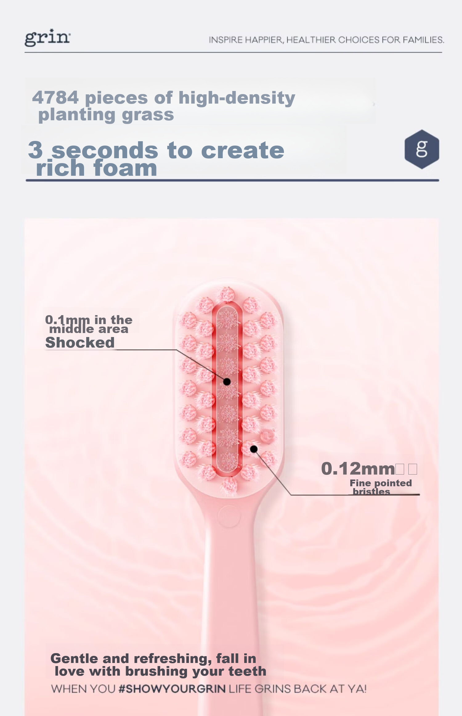 Grin Adult Antibacterial Sensitive Toothbrush with Small Head And Soft Bristles for Cleaning, Suitable for Men And Women, Couples, Home Use, Family Pack of 2 14