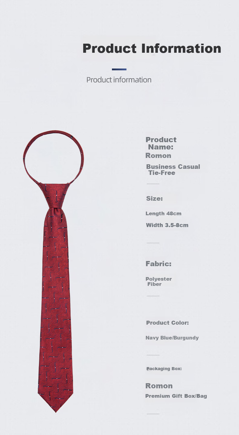 Luomeng Men's Pre-Tied Business Necktie, Easy Roll-Up 8cm Classic Gentleman Style, Gift Box Set for Husband Or Boyfriend 6