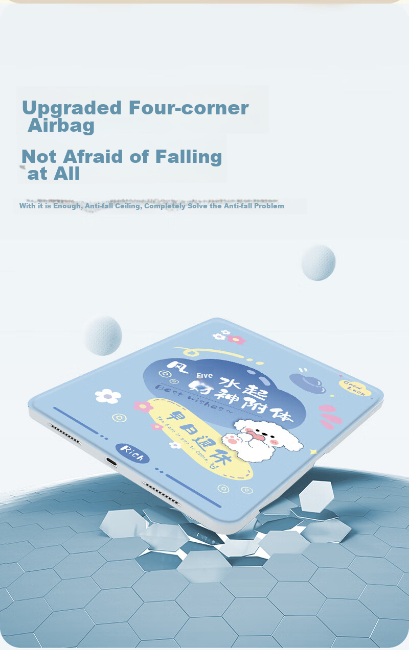 Shihan IPad Air 11-Inch Case Compatible with 2025/24 Air7/6/5/4 Models, M3/M2 Chip, with Pencil Holder, Rotating Landscape And Portrait Support, Cartoon Painting Design, Shockproof And Bend-Resistant 5