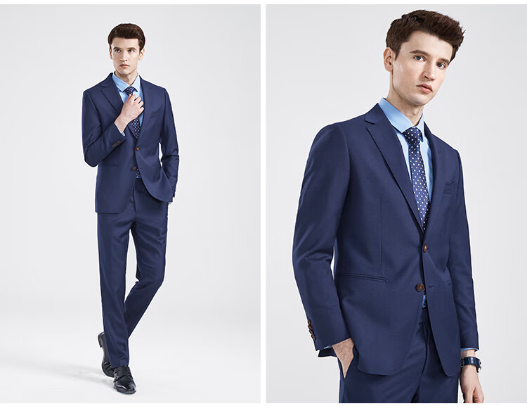 FIRS 100% Pure Wool Slim Fit Suit Professional Formal Business Groom Wedding Suit Men 6