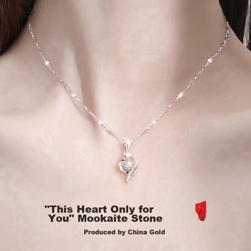 Zhenshangyin Chinese Gold Moissanite Pendant Sterling Silver Necklace for Women, New 2026 Mid-Autumn Festival Birthday Gift for Girlfriend