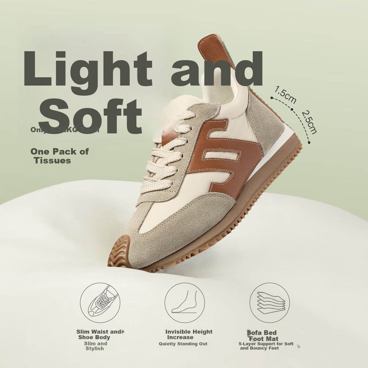 Shashasu [Celebrity Style] Spring And Summer Breathable Lightweight Thick-Soled Women's Shoes, Height-Increasing Retro Forrest Gump Shoes, Sports Casual Heightening